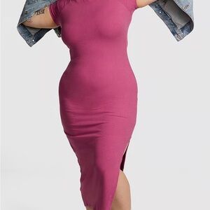 🎀PINK Victoria's Secret Ribbed Midi Dress in Mauve